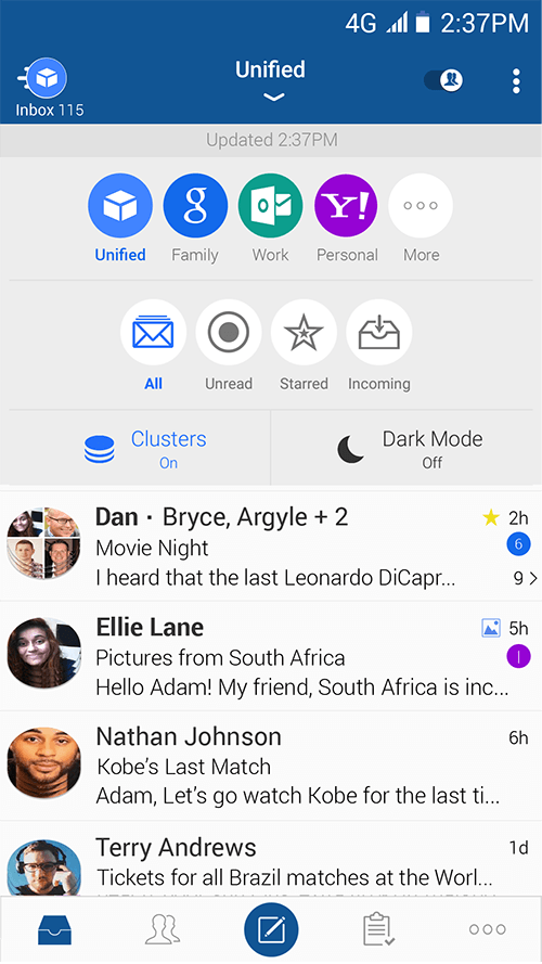 Mail app test blue Email won't